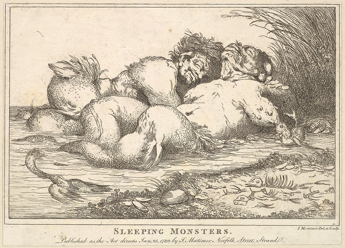 Sleeping Monsters, John Hamilton Mortimer (British, Eastbourne 1740–1779 London), Etching 