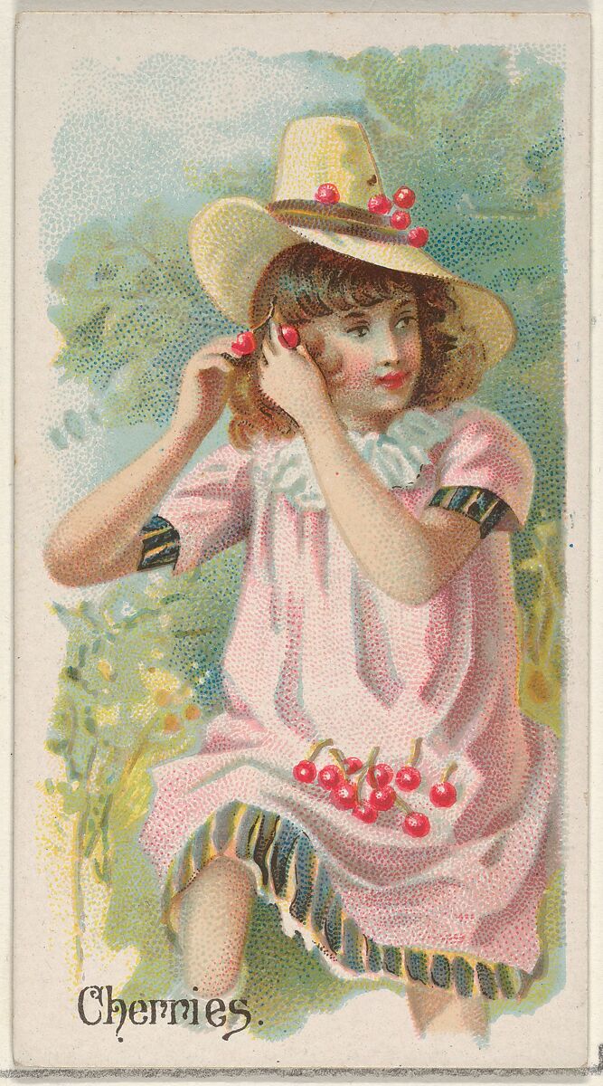 Cherries, from the Fruits series (N12) for Allen & Ginter Cigarettes Brands, Issued by Allen &amp; Ginter (American, Richmond, Virginia), Commercial color lithograph 