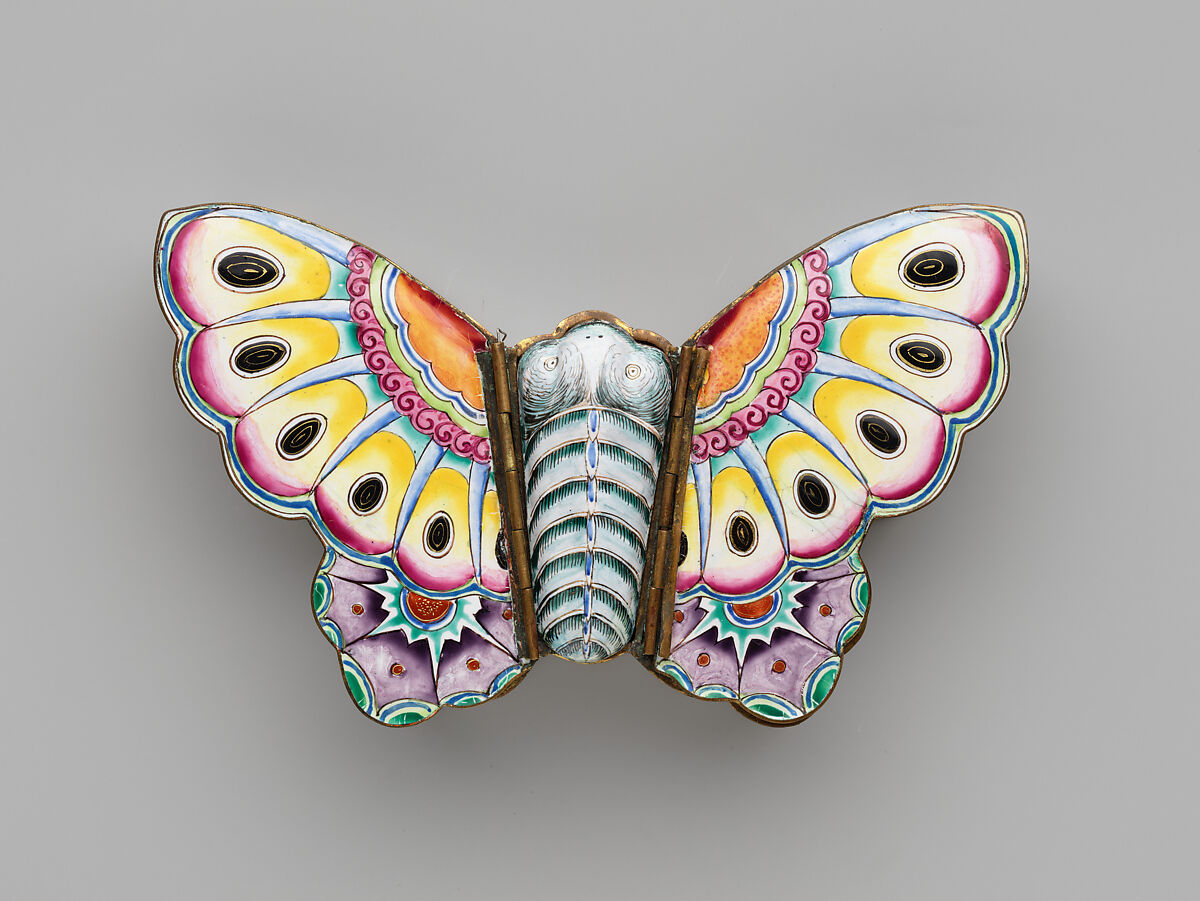 Inkstand in the shape of a butterfly, Painted enamel on copper alloy, China