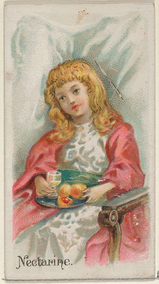 Nectarine, from the Fruits series (N12) for Allen & Ginter Cigarettes Brands, Issued by Allen &amp; Ginter (American, Richmond, Virginia), Commercial color lithograph 