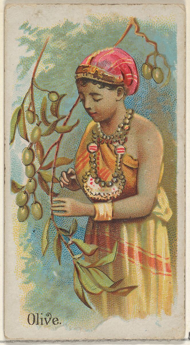 Olive, from the Fruits series (N12) for Allen & Ginter Cigarettes Brands, Issued by Allen &amp; Ginter (American, Richmond, Virginia), Commercial color lithograph 