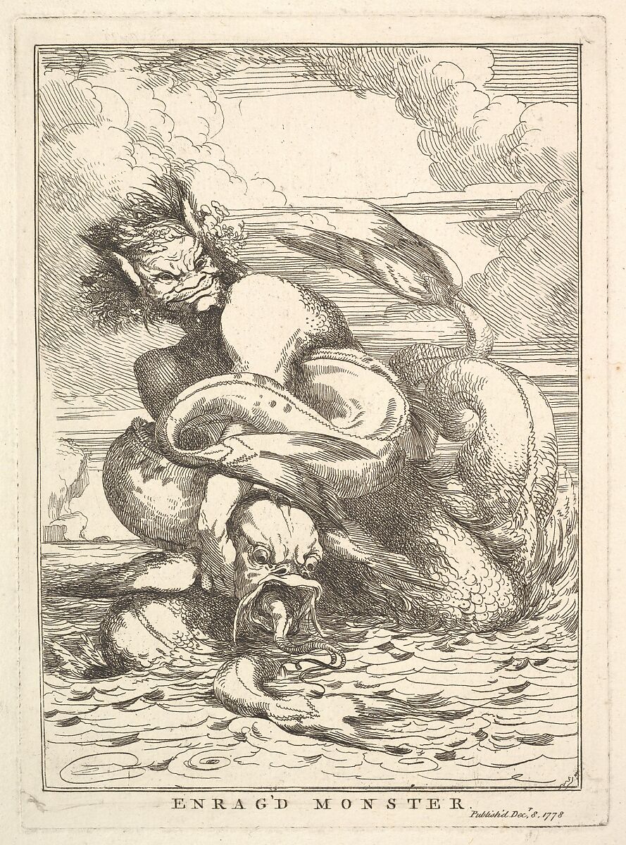 Enrag'd Monster, from "Fifteen Etchings Dedicated to Sir Joshua Reynolds", John Hamilton Mortimer (British, Eastbourne 1740–1779 London), Etching 