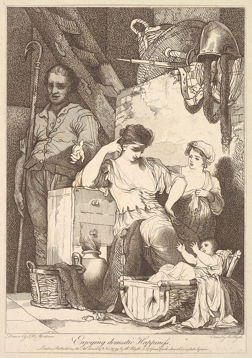 Enjoying Domestic Happiness, from "Banditti Variously Employed", Etched and published by Robert Blyth (British, ca. 1750–1784), Etching 