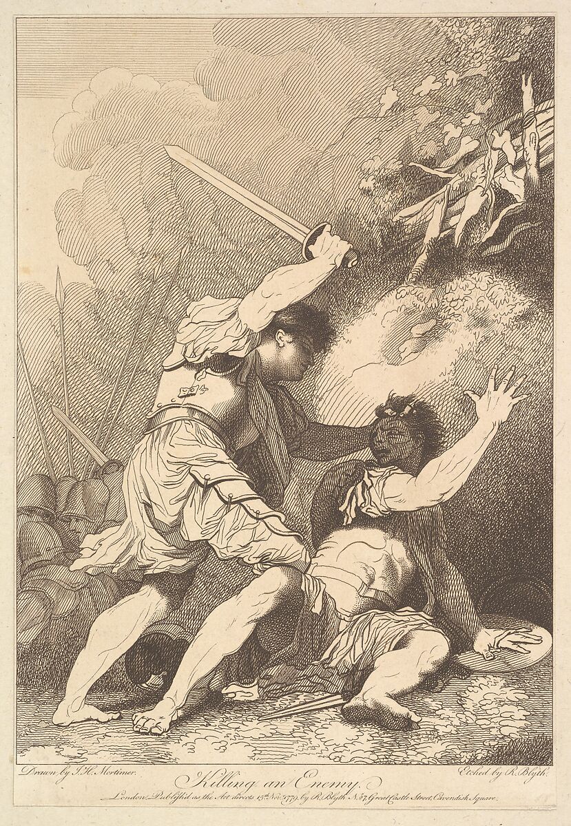 Killing an Enemy, from "Banditti Variously Employed", Etched and published by Robert Blyth (British, ca. 1750–1784), Etching 