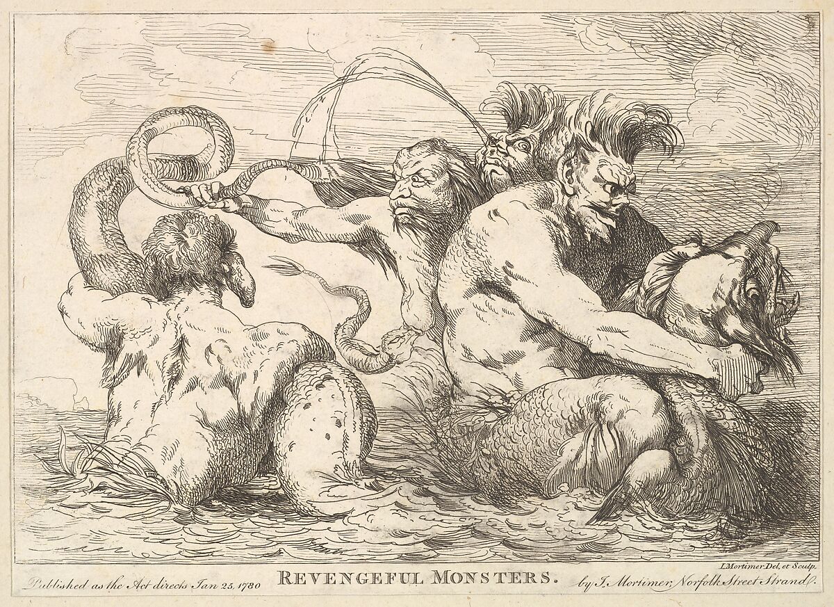 Revengeful Monsters, John Hamilton Mortimer (British, Eastbourne 1740–1779 London), Etching 