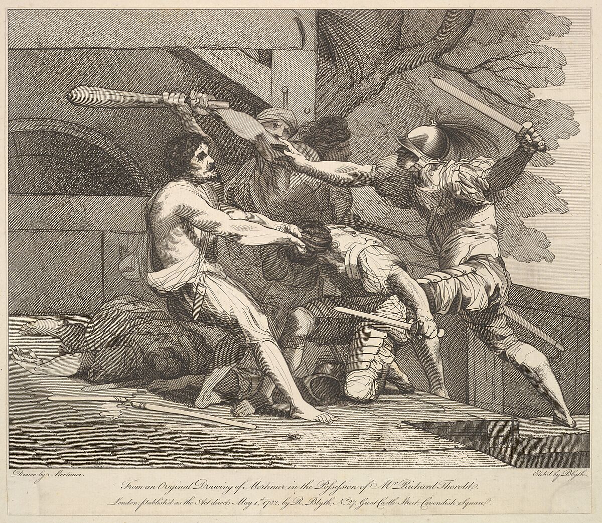 Storming a Banditti Stronghold, Etched and published by Robert Blyth (British, ca. 1750–1784), Etching 