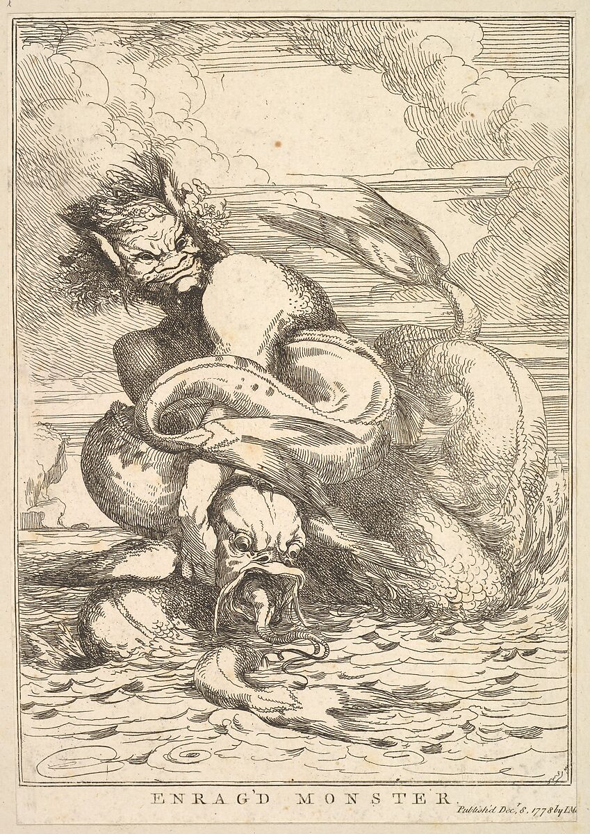 Enrag'd Monster, from "Fifteen Etchings Dedicated to Sir Joshua Reynolds", Etched and published by John Hamilton Mortimer (British, Eastbourne 1740–1779 London), Etching 