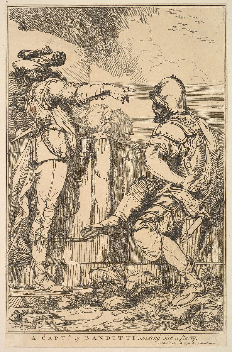 A Captain of Banditti Sending Out a Party, from "Fifteen Etchings Dedicated to Sir Joshua Reynolds", Etched and published by John Hamilton Mortimer (British, Eastbourne 1740–1779 London), Etching 