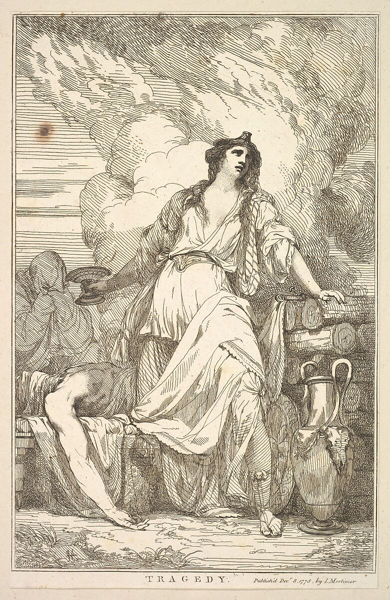 Tragedy, from "Fifteen Etchings Dedicated to Sir Joshua Reynolds", Etched and published by John Hamilton Mortimer (British, Eastbourne 1740–1779 London), Etching 