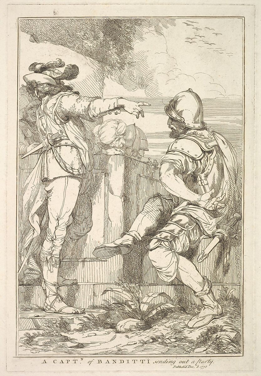 A Captain of Banditti Sending Out a Party, from "Fifteen Etchings Dedicated to Sir Joshua Reynolds", Designed, etched and published by John Hamilton Mortimer (British, Eastbourne 1740–1779 London), Etching 