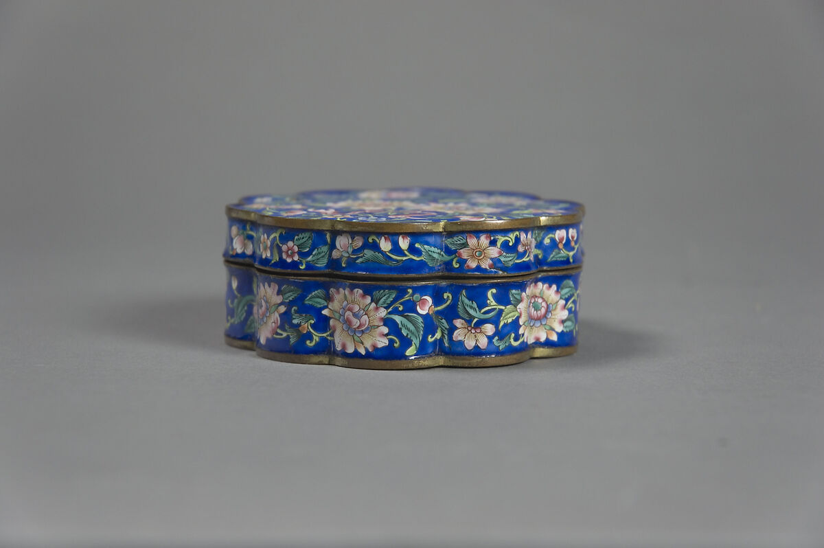 Box with Floral Scrolls, Painted enamel on copper, China
