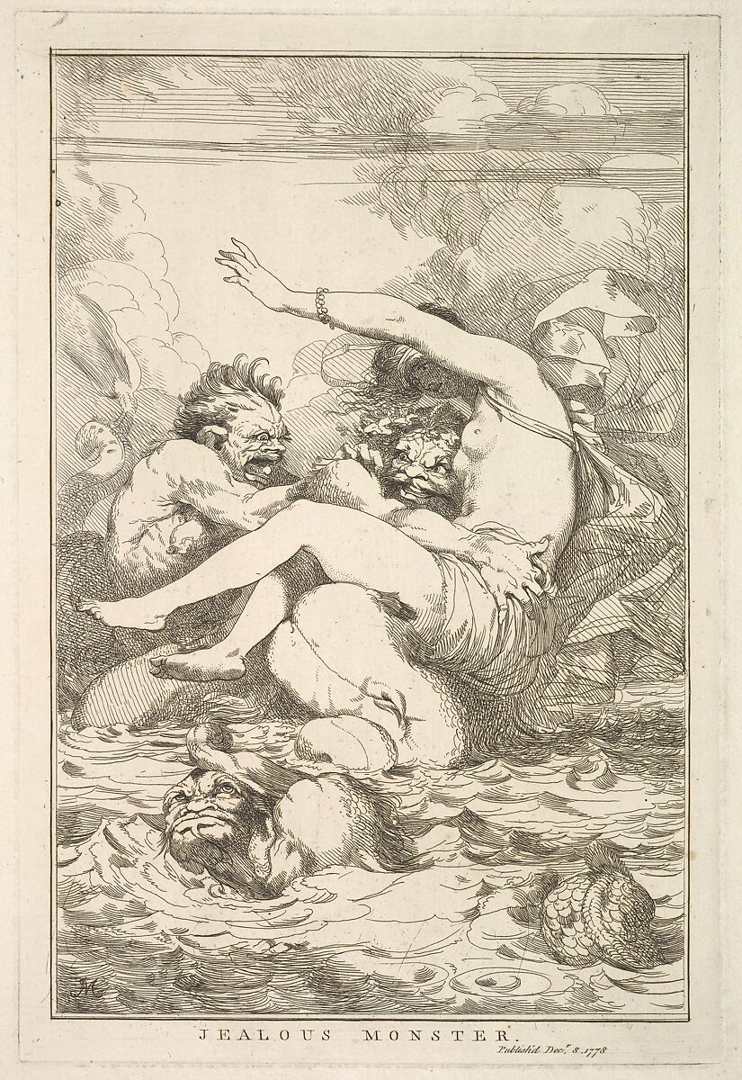 Jealous Monster, from "Fifteen Etchings Dedicated to Sir Joshua Reynolds", Designed, etched and published by John Hamilton Mortimer (British, Eastbourne 1740–1779 London), Etching 