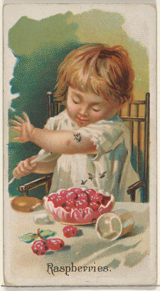 Raspberries, from the Fruits series (N12) for Allen & Ginter Cigarettes Brands, Issued by Allen &amp; Ginter (American, Richmond, Virginia), Commercial color lithograph 