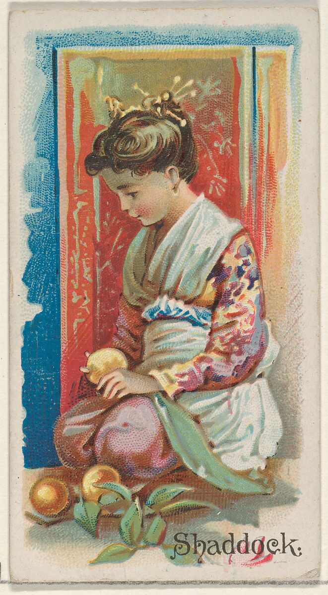 Shaddock, from the Fruits series (N12) for Allen & Ginter Cigarettes Brands, Issued by Allen &amp; Ginter (American, Richmond, Virginia), Commercial color lithograph 
