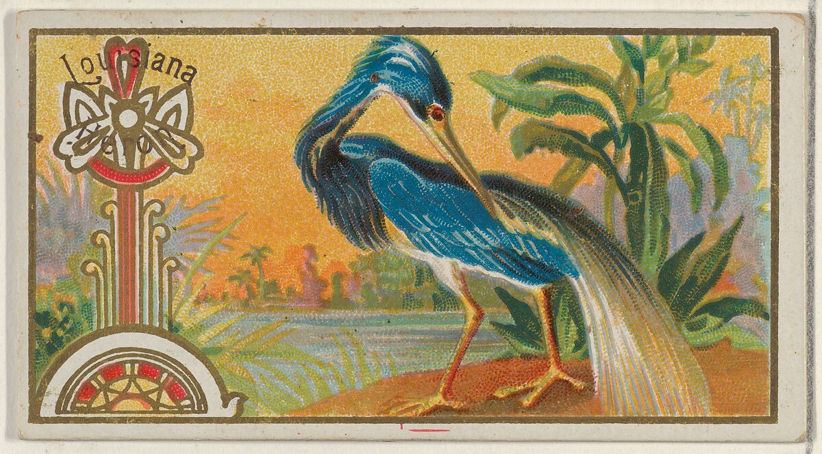 Louisiana Heron, from the Game Birds series (N13) for Allen & Ginter Cigarettes Brands, Issued by Allen &amp; Ginter (American, Richmond, Virginia), Commercial color lithograph 