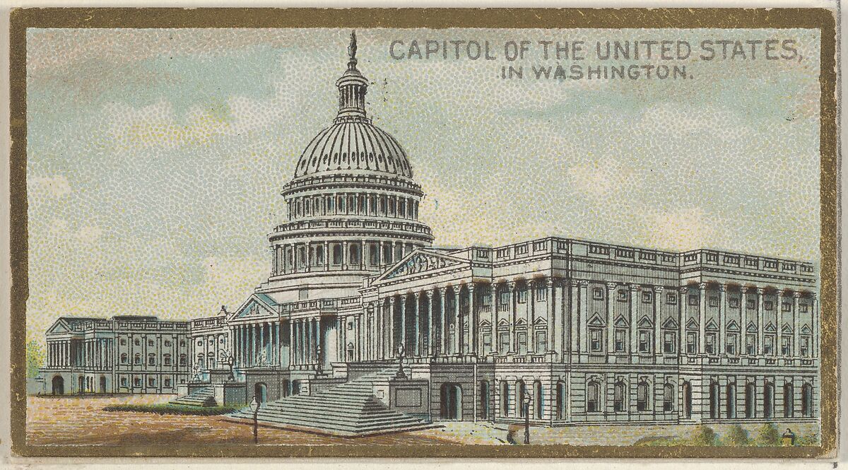 Capitol of the United States in Washington, from the General Government and State Capitol Buildings series (N14) for Allen & Ginter Cigarettes Brands, Issued by Allen &amp; Ginter (American, Richmond, Virginia), Commercial color lithograph 