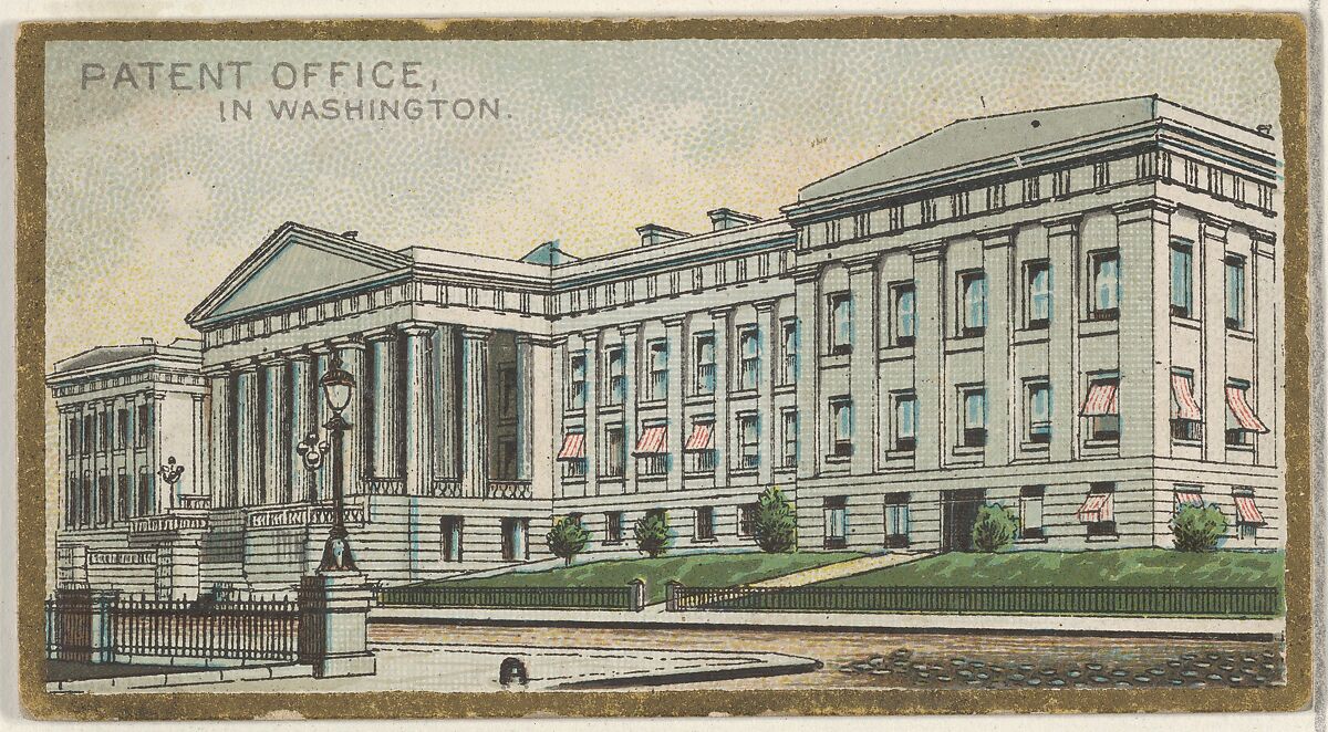 Patent Office in Washington, from the General Government and State Capitol Buildings series (N14) for Allen & Ginter Cigarettes Brands, Issued by Allen &amp; Ginter (American, Richmond, Virginia), Commercial color lithograph 