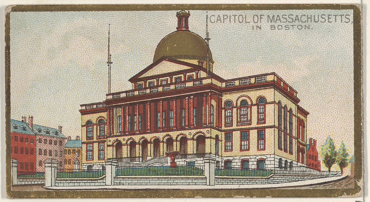 Capitol of Massachusetts in Boston, from the General Government and State Capitol Buildings series (N14) for Allen & Ginter Cigarettes Brands, Issued by Allen &amp; Ginter (American, Richmond, Virginia), Commercial color lithograph 
