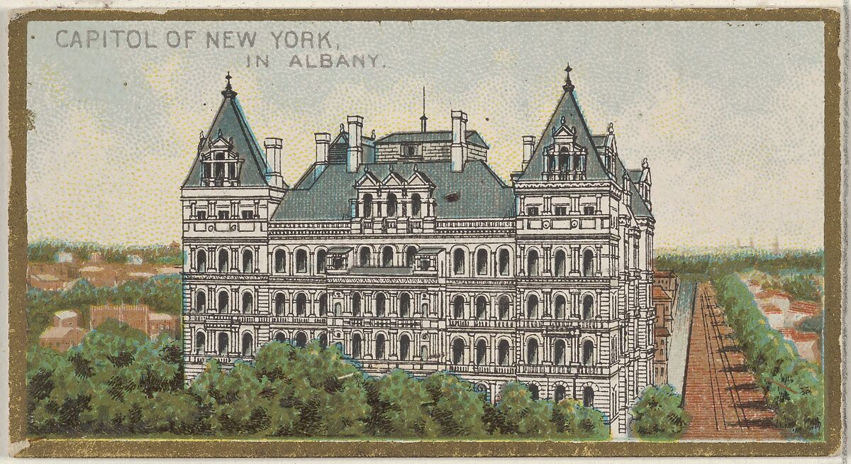 Capitol of New York in Albany, from the General Government and State Capitol Buildings series (N14) for Allen & Ginter Cigarettes Brands, Issued by Allen &amp; Ginter (American, Richmond, Virginia), Commercial color lithograph 