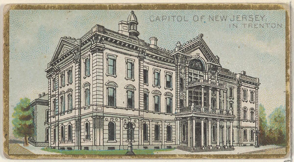 Capitol of New Jersey in Trenton, from the General Government and State Capitol Buildings series (N14) for Allen & Ginter Cigarettes Brands, Issued by Allen &amp; Ginter (American, Richmond, Virginia), Commercial color lithograph 