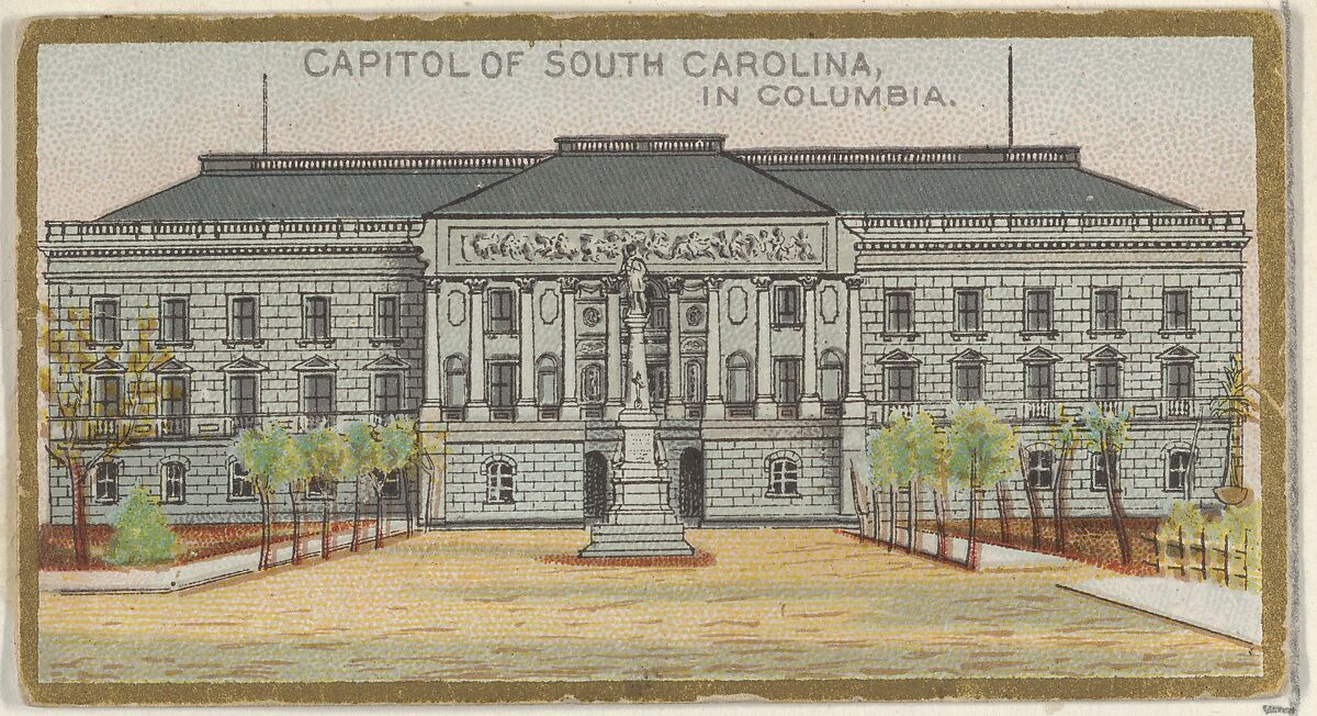 Capitol of South Carolina in Columbia, from the General Government and State Capitol Buildings series (N14) for Allen & Ginter Cigarettes Brands, Issued by Allen &amp; Ginter (American, Richmond, Virginia), Commercial color lithograph 