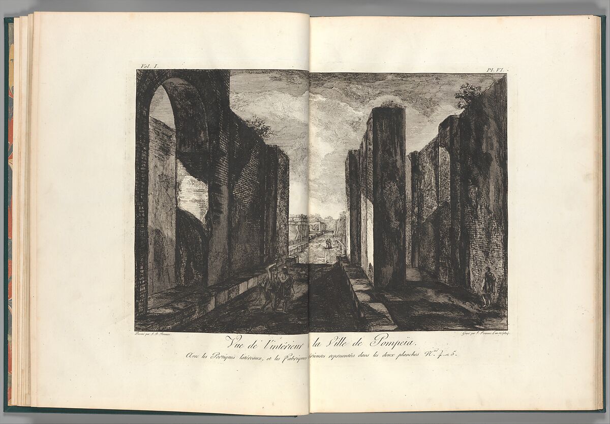 View of the interior of the city of Pompeii, from "Antiquités de Pompeïa, tome premier, Antiquités de la Grande Grèce..." (Antiquities of Pompeii, volume one, Antiquities of Great Greece...), volume 1, plate 6, Francesco Piranesi (Italian, Rome 1758–1810 Paris), Etching 