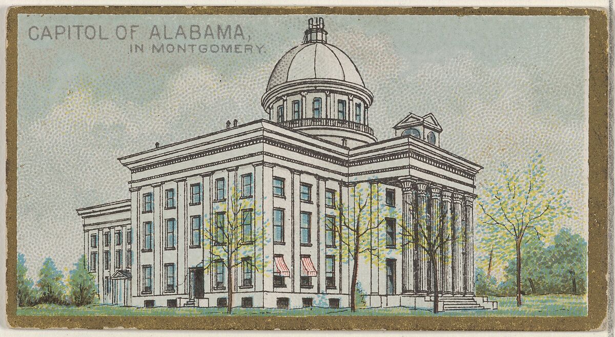 Capitol of Alabama in Montgomery, from the General Government and State Capitol Buildings series (N14) for Allen & Ginter Cigarettes Brands, Issued by Allen &amp; Ginter (American, Richmond, Virginia), Commercial color lithograph 