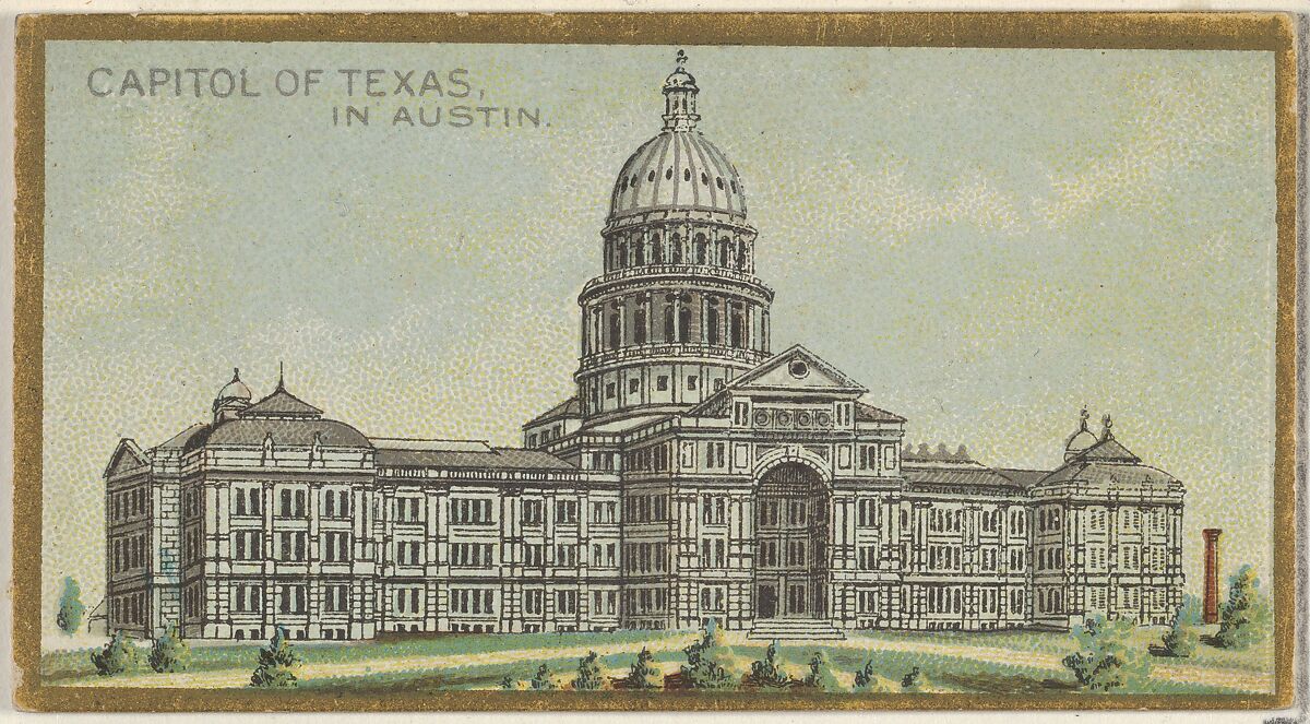 Capitol of Texas in Austin, from the General Government and State Capitol Buildings series (N14) for Allen & Ginter Cigarettes Brands, Issued by Allen &amp; Ginter (American, Richmond, Virginia), Commercial color lithograph 