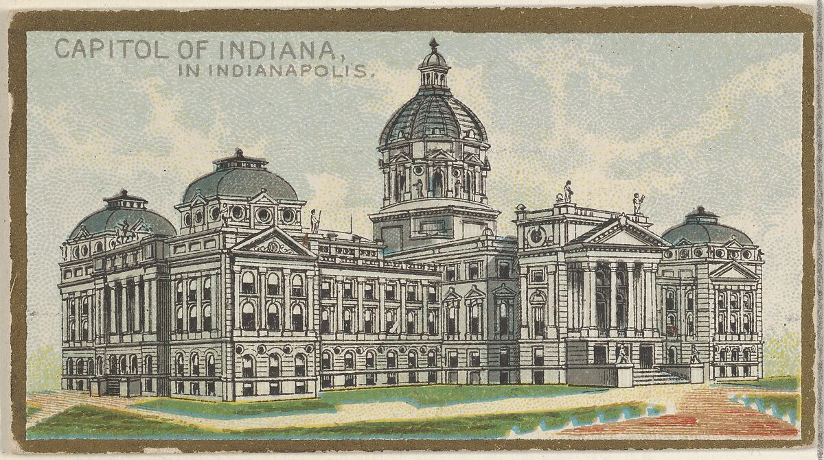 Capitol of Indiana in Indianapolis, from the General Government and State Capitol Buildings series (N14) for Allen & Ginter Cigarettes Brands, Issued by Allen &amp; Ginter (American, Richmond, Virginia), Commercial color lithograph 