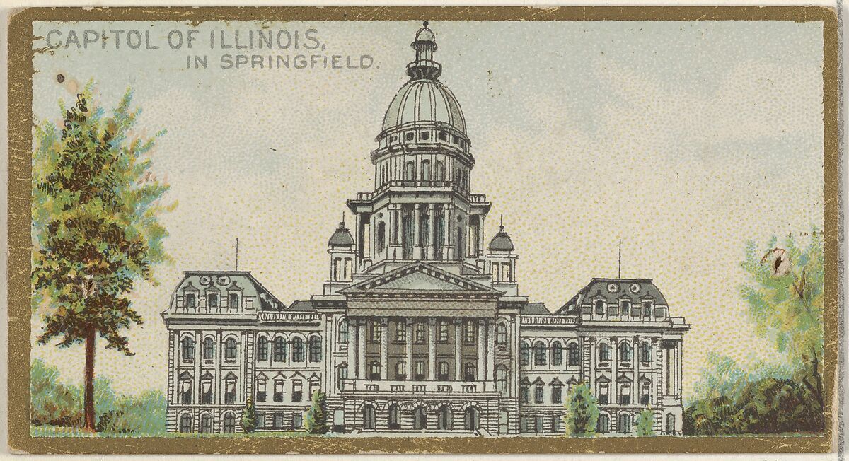 Capitol of Illinois in Springfield, from the General Government and State Capitol Buildings series (N14) for Allen & Ginter Cigarettes Brands, Issued by Allen &amp; Ginter (American, Richmond, Virginia), Commercial color lithograph 