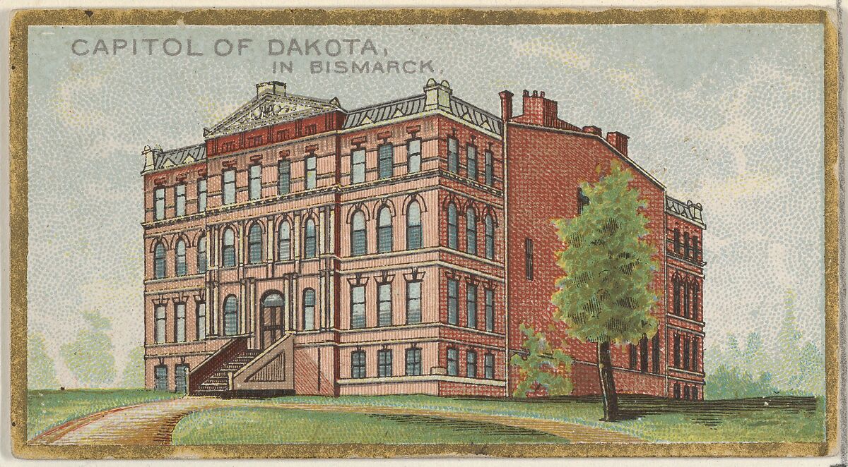 Capitol of Dakota in Bismarck, from the General Government and State Capitol Buildings series (N14) for Allen & Ginter Cigarettes Brands, Issued by Allen &amp; Ginter (American, Richmond, Virginia), Commercial color lithograph 