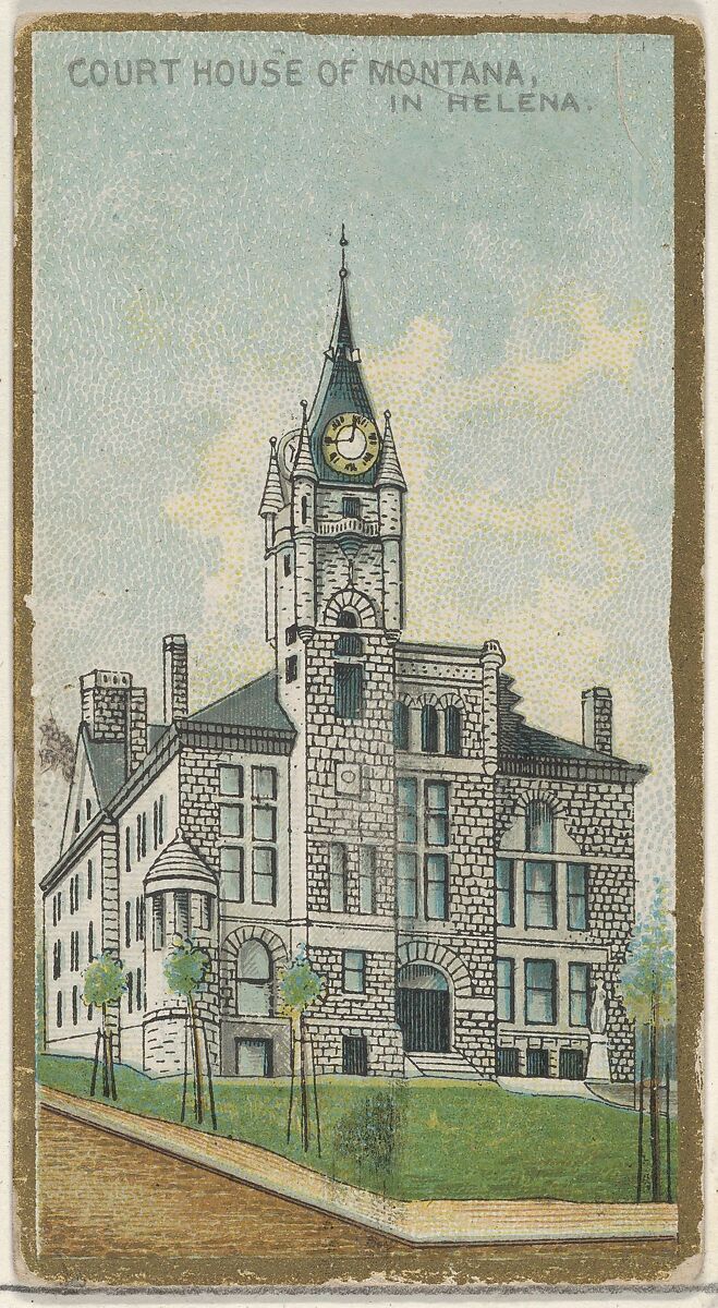 Court House of Montana in Helena, from the General Government and State Capitol Buildings series (N14) for Allen & Ginter Cigarettes Brands, Issued by Allen &amp; Ginter (American, Richmond, Virginia), Commercial color lithograph 