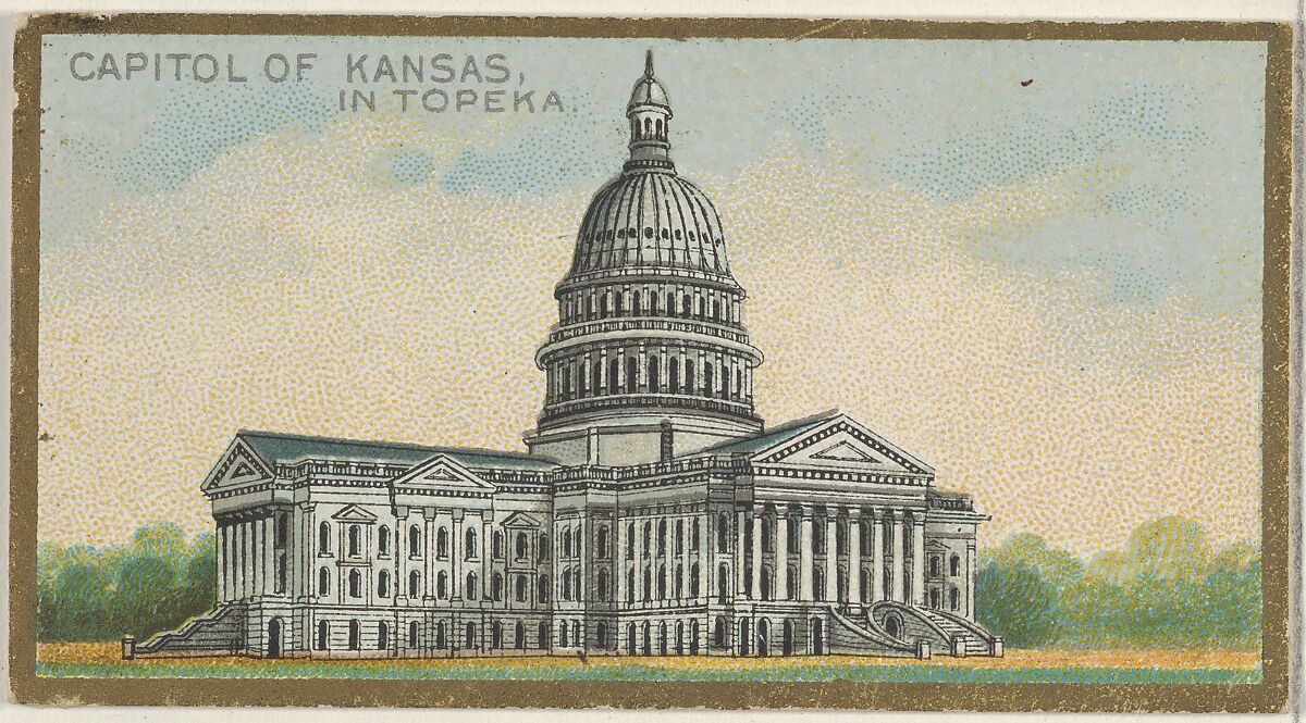 Capitol of Kansas in Topeka, from the General Government and State Capitol Buildings series (N14) for Allen & Ginter Cigarettes Brands, Issued by Allen &amp; Ginter (American, Richmond, Virginia), Commercial color lithograph 