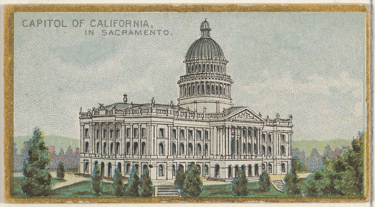 Capitol of California in Sacramento, from the General Government and State Capitol Buildings series (N14) for Allen & Ginter Cigarettes Brands, Issued by Allen &amp; Ginter (American, Richmond, Virginia), Commercial color lithograph 