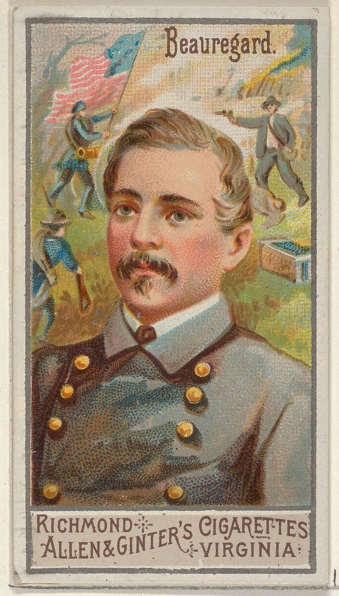 Pierre Gustave Toutant Beauregard, from the Great Generals series (N15) for Allen & Ginter Cigarettes Brands, Allen &amp; Ginter (American, Richmond, Virginia), Commercial color lithograph 