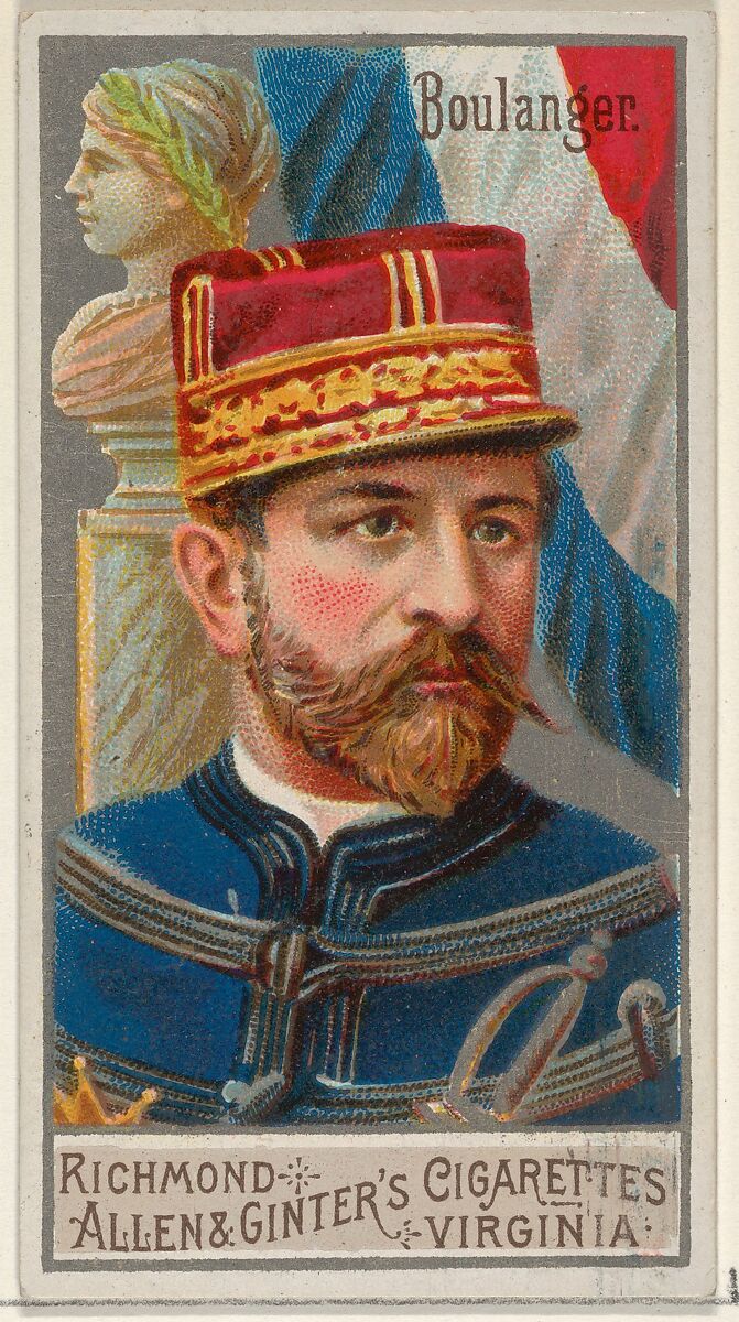 Georges Ernest Jean-Marie Boulanger, from the Great Generals series (N15) for Allen & Ginter Cigarettes Brands, Allen &amp; Ginter (American, Richmond, Virginia), Commercial color lithograph 