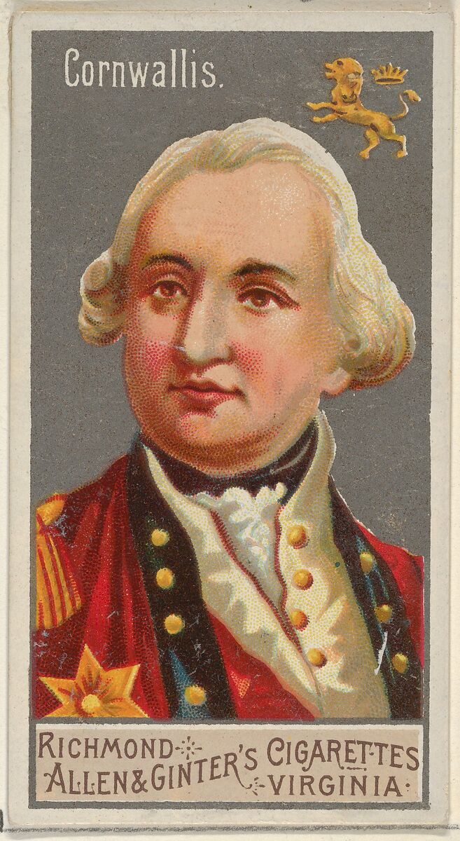 Charles Cornwallis, from the Great Generals series (N15) for Allen & Ginter Cigarettes Brands, Allen &amp; Ginter (American, Richmond, Virginia), Commercial color lithograph 
