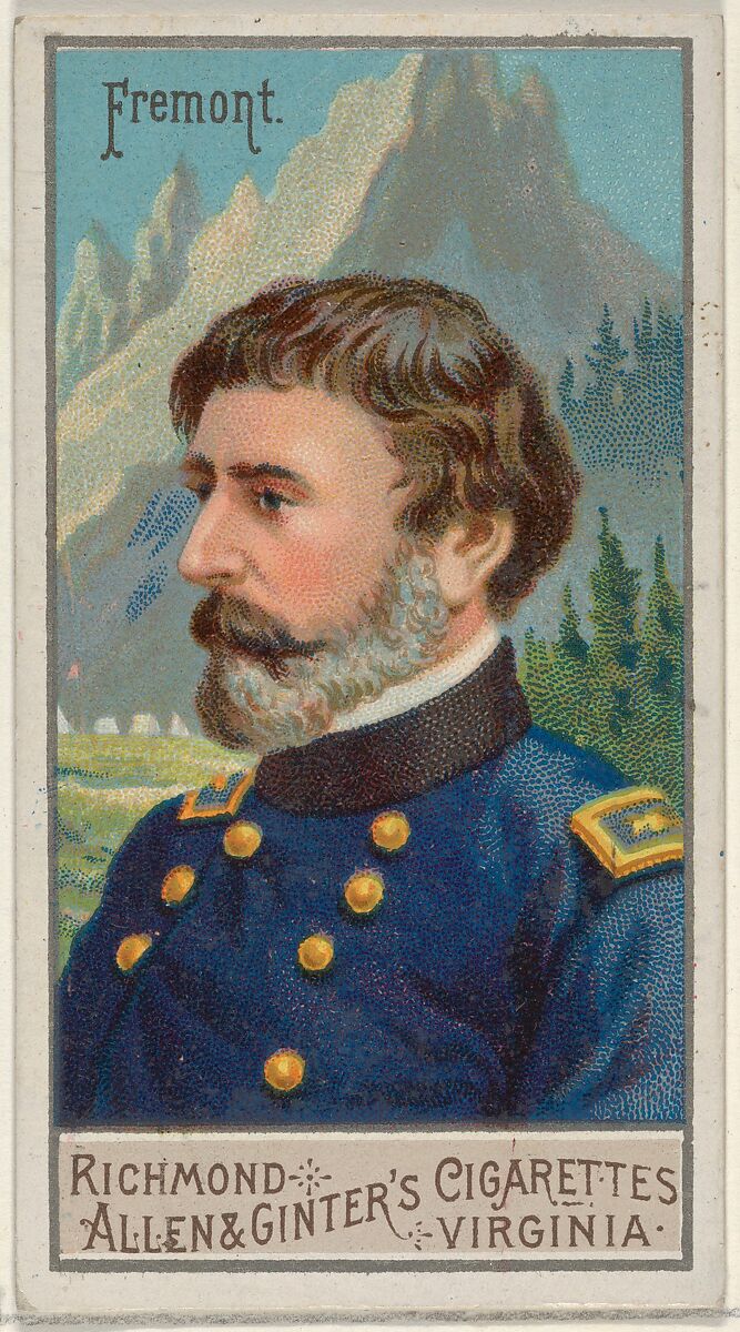 John Charles Frémont, from the Great Generals series (N15) for Allen & Ginter Cigarettes Brands, Allen &amp; Ginter (American, Richmond, Virginia), Commercial color lithograph 