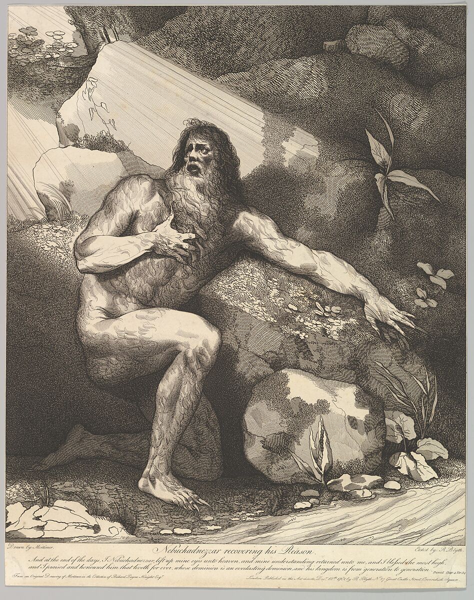 Nebuchadnezzar Recovering His Reason, After John Hamilton Mortimer (British, Eastbourne 1740–1779 London), Etching 