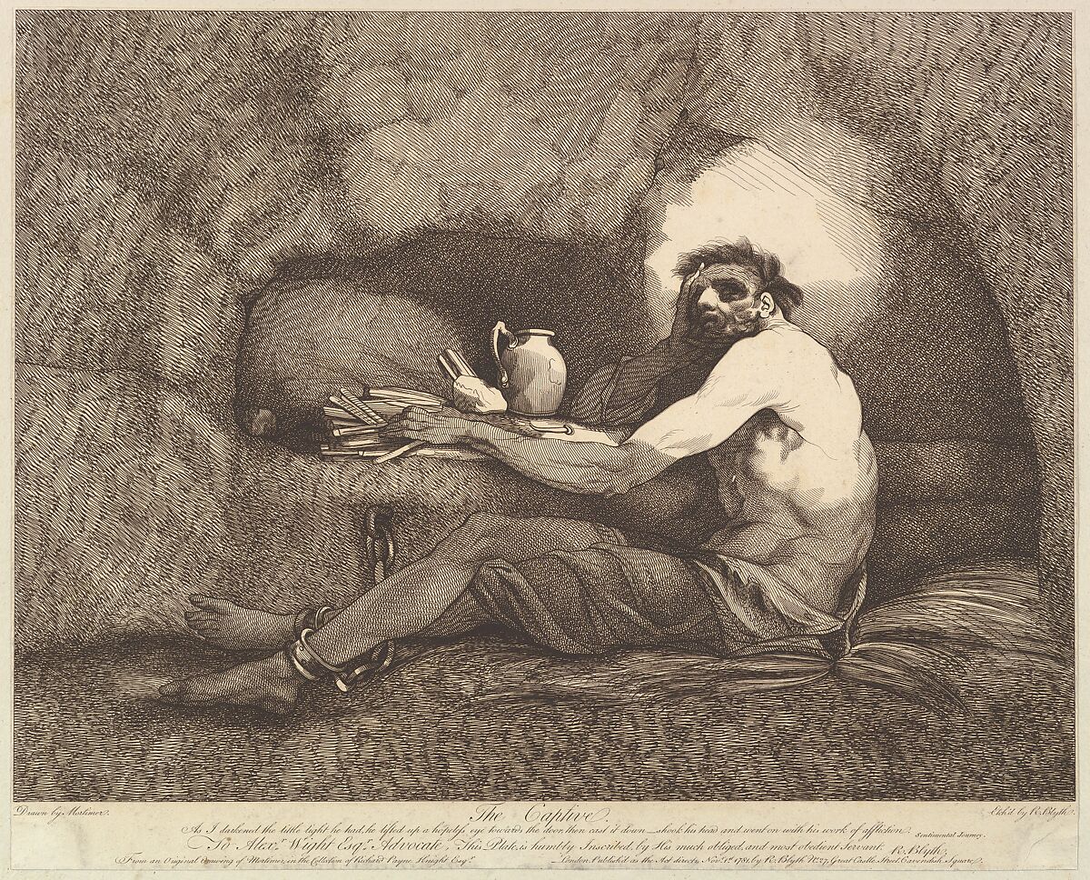 The Captive, from "Sterne's Sentimental Journey", Etched and published by Robert Blyth (British, ca. 1750–1784), Etching 