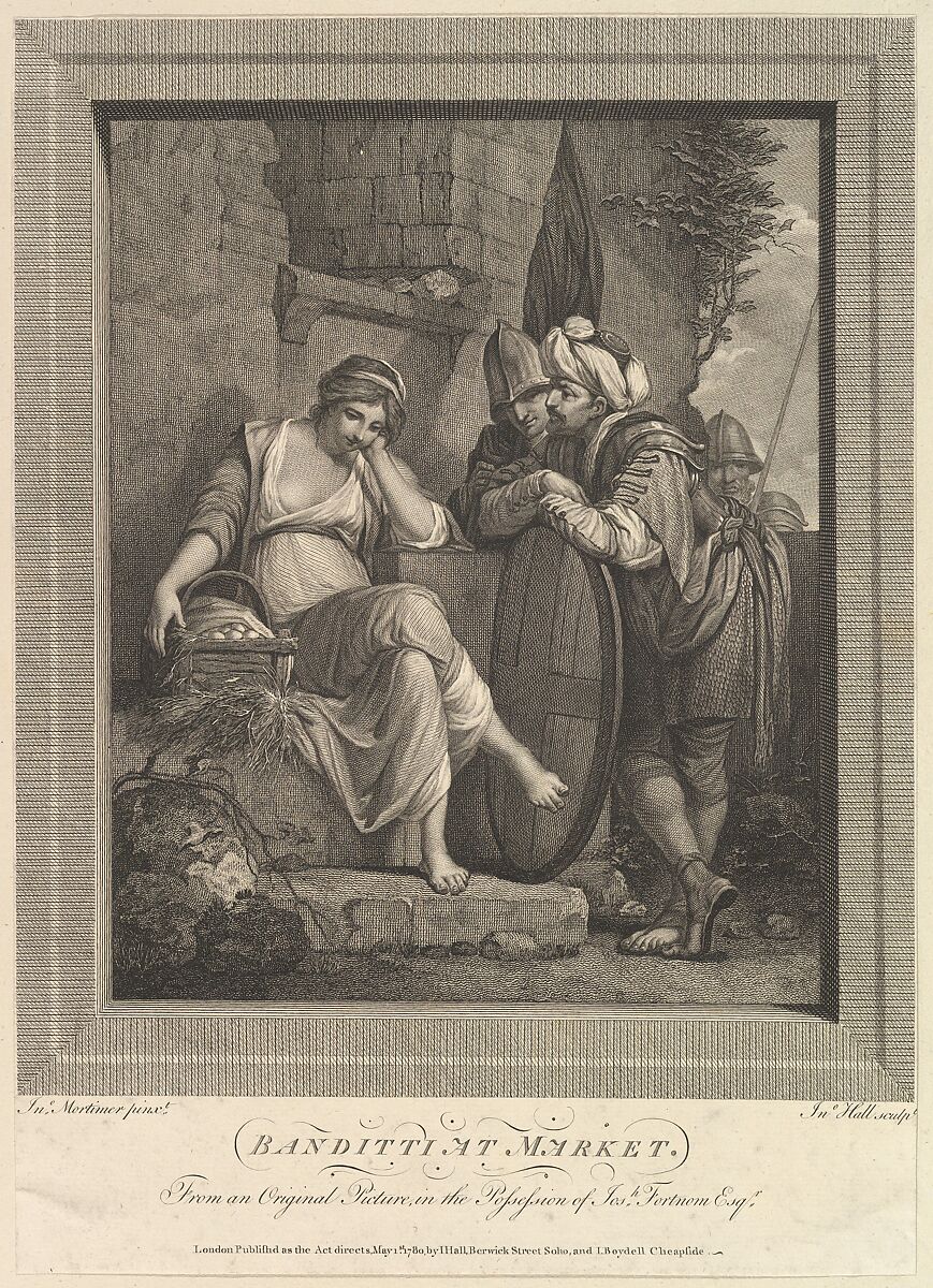 Banditti at Market, Engraved and published by John Hall (British, Wivenhoe, Essex 1739–1797 London), Engraving 
