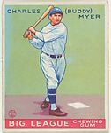 Charles (Buddy) Myer, Washington Senators, from the Goudey Gum Company's Big League Chewing Gum series (R319), Goudey Gum Company  American, Commercial lithograph