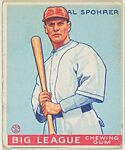 Al Spohrer, Boston Braves, from the Goudey Gum Company's Big League Chewing Gum series (R319), Goudey Gum Company  American, Commercial lithograph