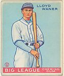 Lloyd Waner, Pittsburgh Pirates, from the Goudey Gum Company's Big League Chewing Gum series (R319), Goudey Gum Company  American, Commercial lithograph