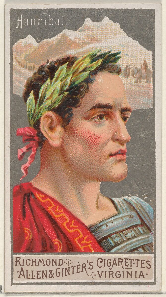 Hannibal, from the Great Generals series (N15) for Allen & Ginter Cigarettes Brands, Allen &amp; Ginter (American, Richmond, Virginia), Commercial color lithograph 