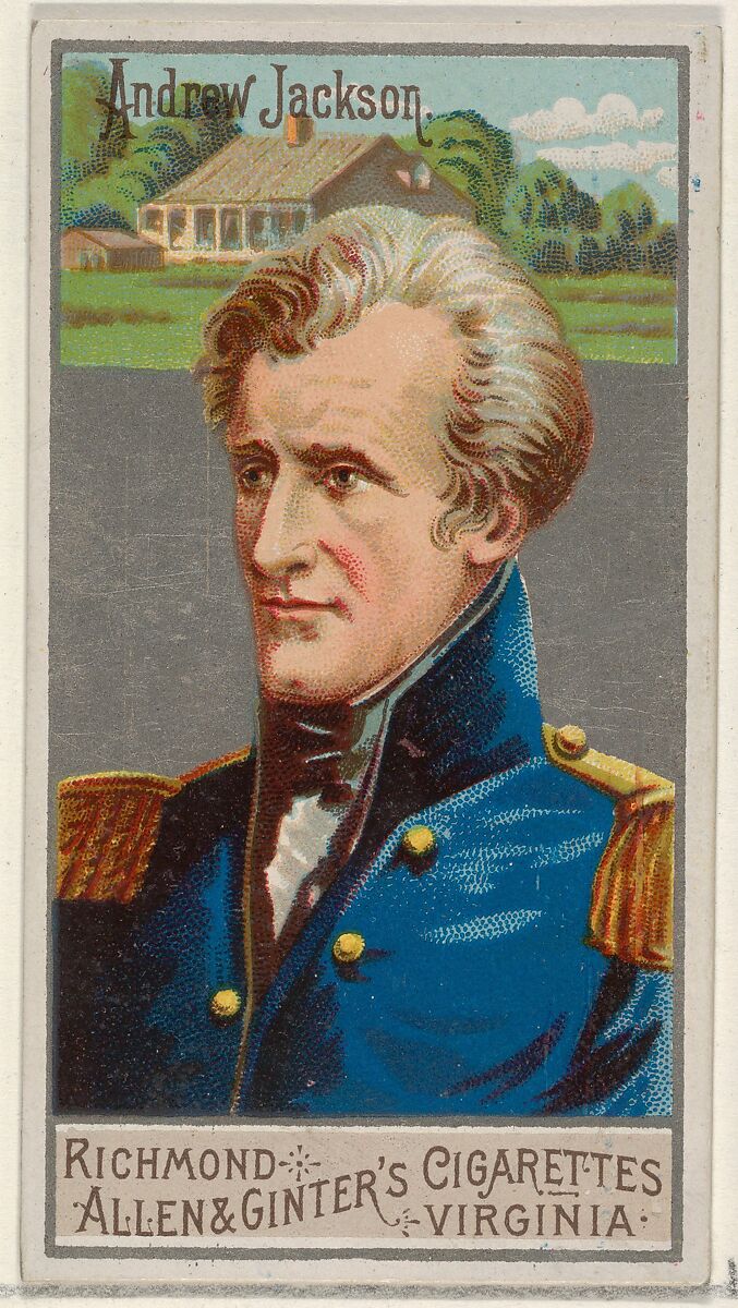 Andrew Jackson, from the Great Generals series (N15) for Allen & Ginter Cigarettes Brands, Allen &amp; Ginter (American, Richmond, Virginia), Commercial color lithograph 