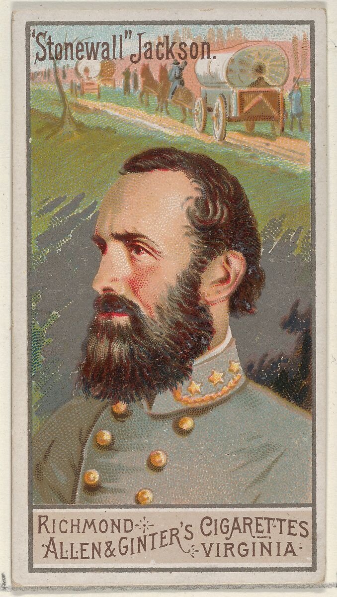 "Stonewall" Jackson, from the Great Generals series (N15) for Allen & Ginter Cigarettes Brands, Allen &amp; Ginter (American, Richmond, Virginia), Commercial color lithograph 