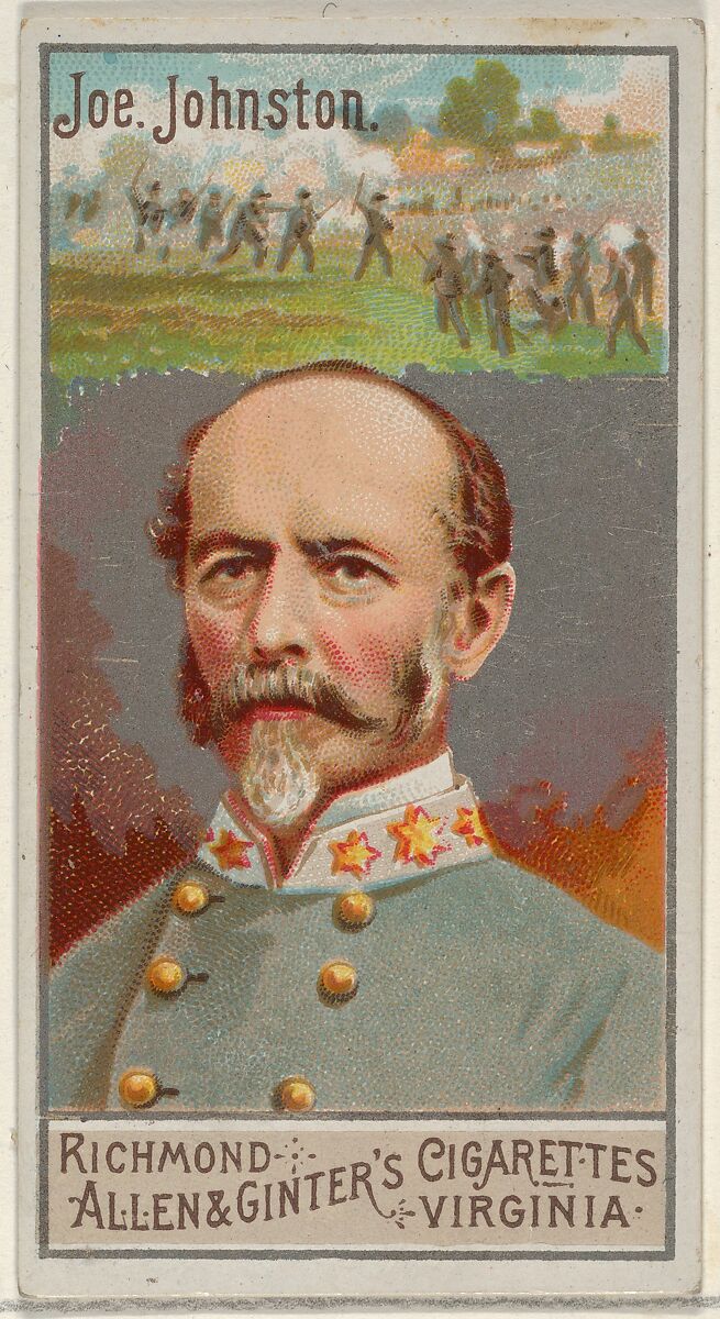 Joseph Eggleston Johnston, from the Great Generals series (N15) for Allen & Ginter Cigarettes Brands, Allen &amp; Ginter (American, Richmond, Virginia), Commercial color lithograph 