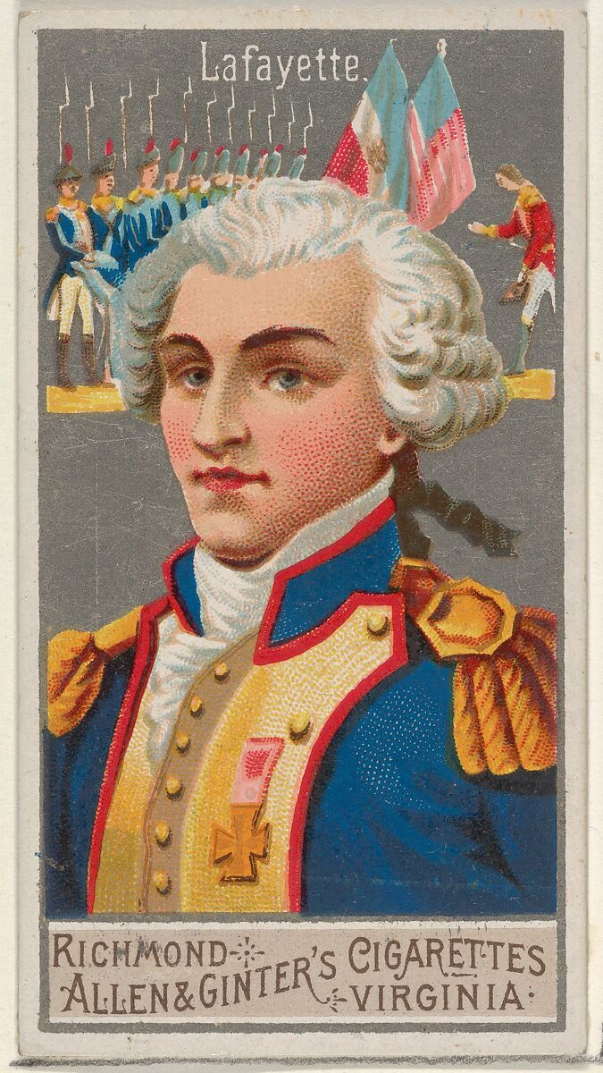 Lafayette, from the Great Generals series (N15) for Allen & Ginter Cigarettes Brands, Allen &amp; Ginter (American, Richmond, Virginia), Commercial color lithograph 