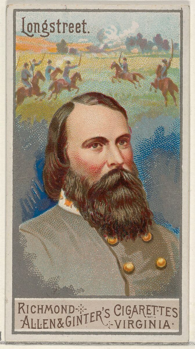 James Longstreet, from the Great Generals series (N15) for Allen & Ginter Cigarettes Brands, Allen &amp; Ginter (American, Richmond, Virginia), Commercial color lithograph 